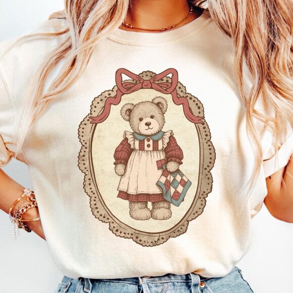 Tops - Thrifted Bear Retro Vibes Shirt, Grandma Core Shirt